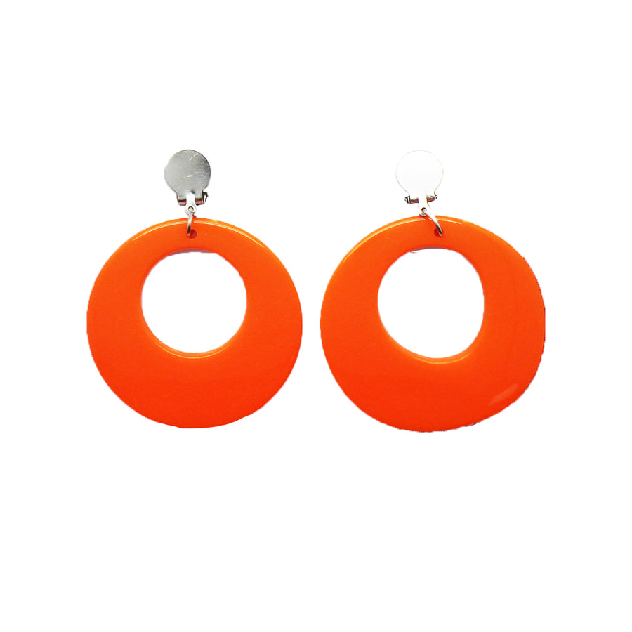 Orange 80s Neon Clip-On Earrings