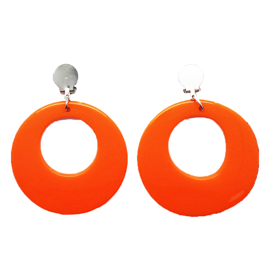 Orange 80s Neon Clip-On Earrings