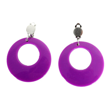 Purple 80s Neon Clip-On Earrings