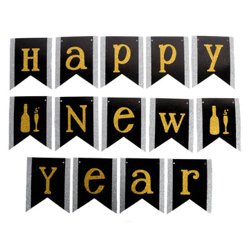 Happy New Year Banner (Glitter Champagne)