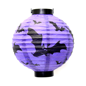 Halloween Light Up Lantern (Purple Bats)