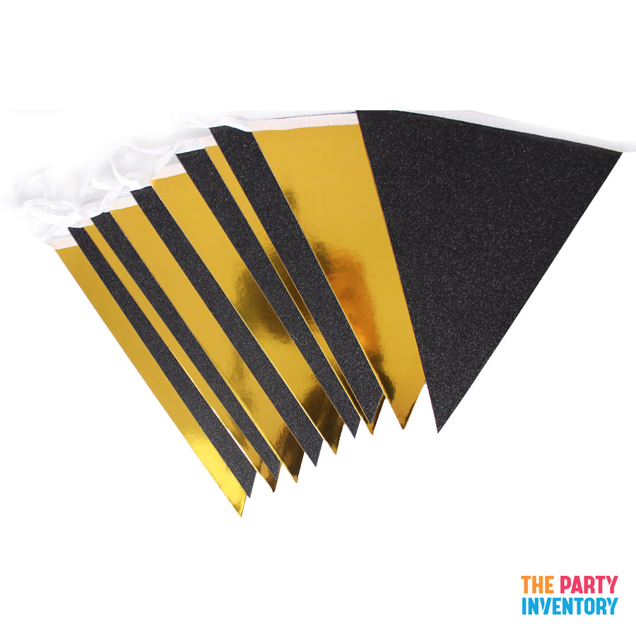 Deluxe Metallic and Glitter Bunting (Black and Gold)