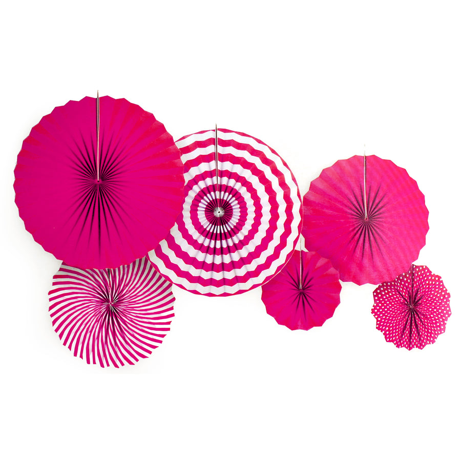 Stripe Decoration Fans (Hot Pink)