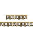 Black Happy Birthday Bunting with Gold Glitter Stripes