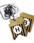 Black Happy Birthday Bunting with Gold Glitter Stripes