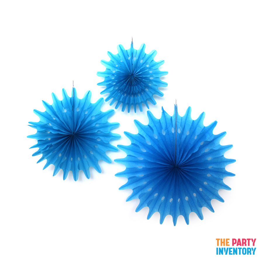 Blue Snowflake Decorative Fan