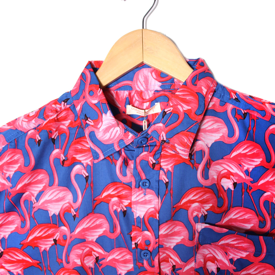 Adult Hawaiian Shirt (Flamingo Frenzy)