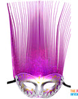 Hot Pink Metallic Mask with Tall Tinsel