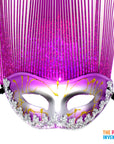 Hot Pink Metallic Mask with Tall Tinsel