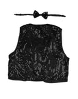 Black Sequin Bow Tie & Vest Set