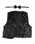 Black Sequin Bow Tie & Vest Set