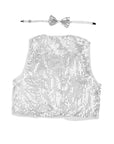 Silver Sequin Bow Tie & Vest Set