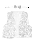 Silver Sequin Bow Tie & Vest Set