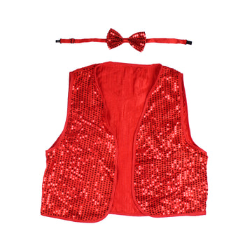 Red Sequin Bow Tie & Vest Set