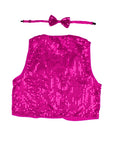 Hot Pink Sequin Bow Tie & Vest Set