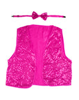 Hot Pink Sequin Bow Tie & Vest Set