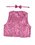 Pink Sequin Bow Tie & Vest Set