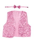 Pink Sequin Bow Tie & Vest Set