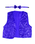 Dark Blue Sequin Bow Tie & Vest Set