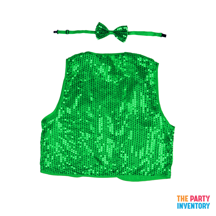 Green Sequin Bow Tie & Vest Set