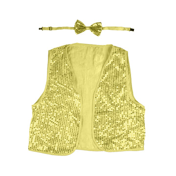 Gold Sequin Bow Tie & Vest Set