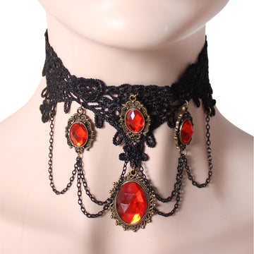 Blood Ruby Lace Choker Accessory