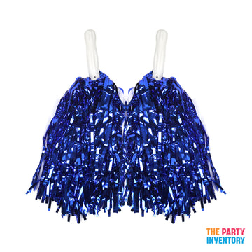 Blue Metallic Pom Poms