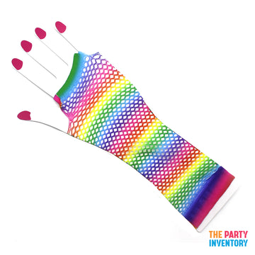 Rainbow Fishnet Gloves (Horizontal Stripe)