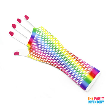 Rainbow Fishnet Gloves (Vertical Stripe)