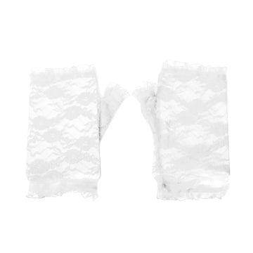 Short Fingerless Lace Gloves (White)