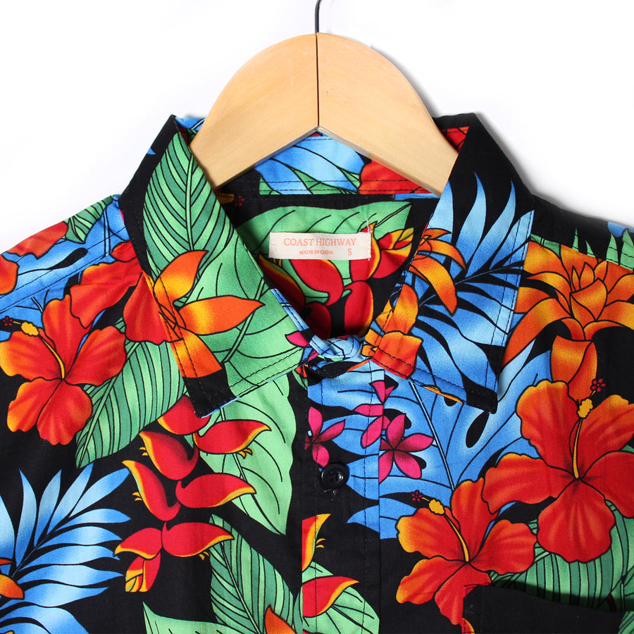 Adult Hawaiian Shirt (Orange Hibiscus)