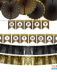 Black and Gold Birthday Decoration Kit (Stripes)