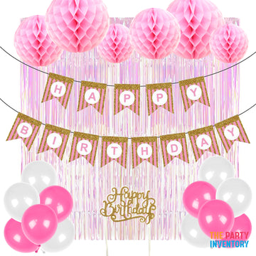 Iridescent Pink Birthday Decoration Kit