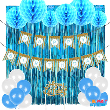 Iridescent Blue Birthday Decoration Kit