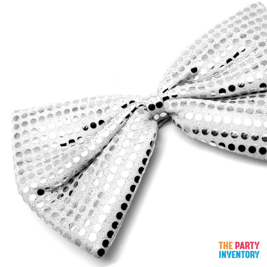 Jumbo Sequin Bow Tie (Silver)