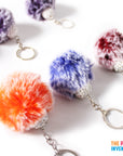 Fluffy Pom Pom Key Ring with Rhinestones