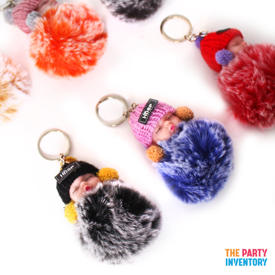 Beanie Baby Fluffy Frosted Pom Pom Key Ring