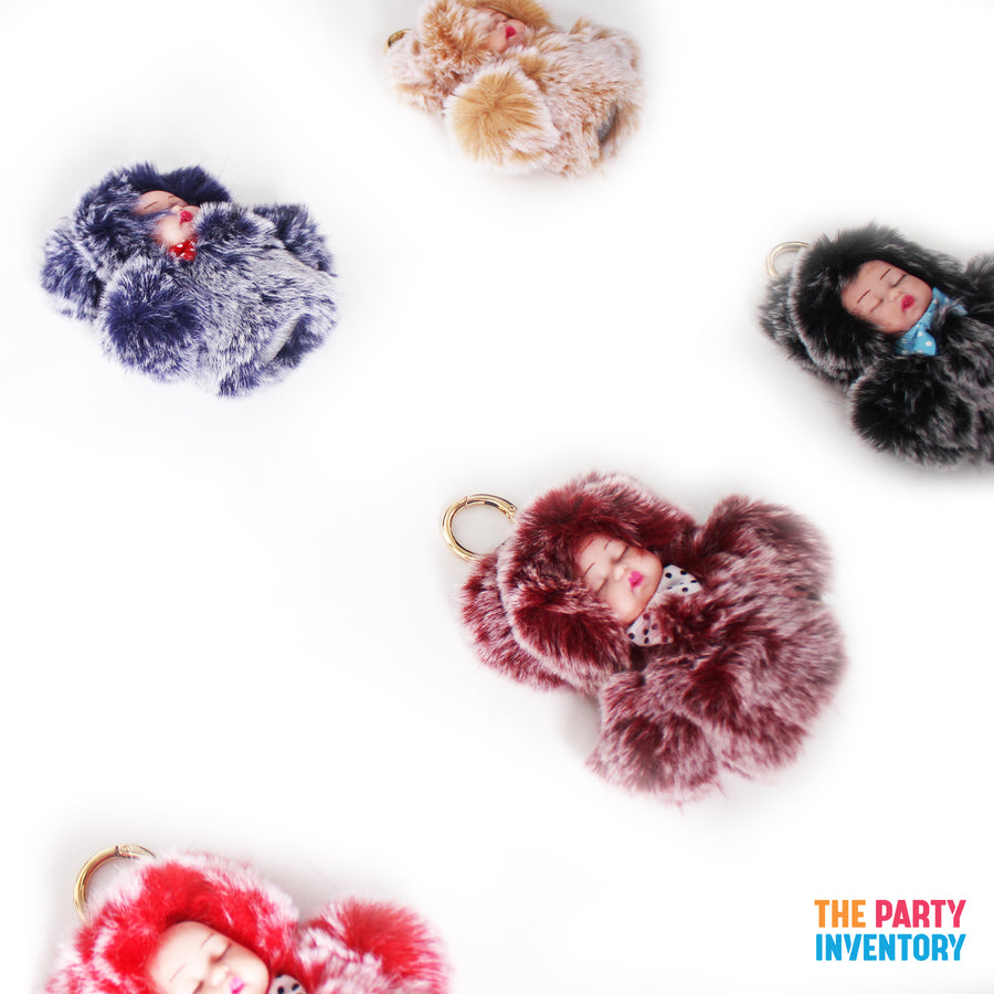 Fluffy Baby Bear Frosted Key Ring