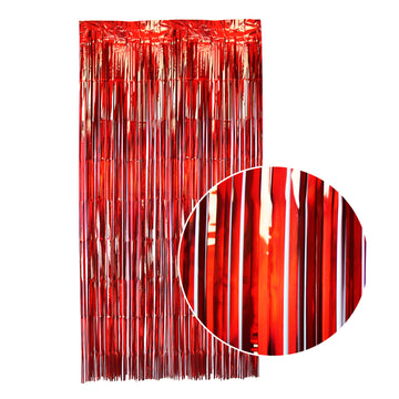 Red Iridescent Tinsel Curtain