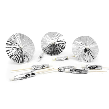 Metallic Silver Cocktail Umbrella Picks (12pk)