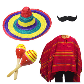 Deluxe Adult Mexican Costume Kit (Red Thin Stripe)