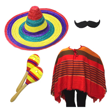 Deluxe Adult Mexican Costume Kit (Red Thick Stripe)