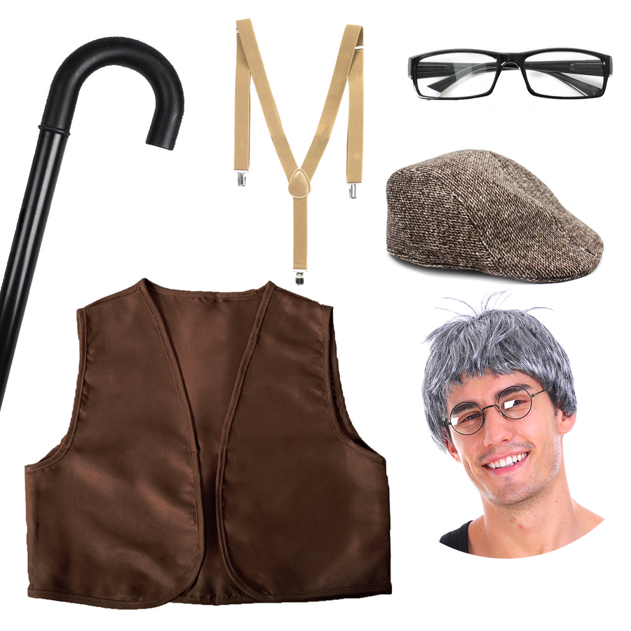 Old Man Grandpa Costume Kit (Children/Adult)