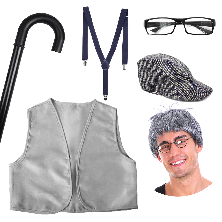 Old Man Grandpa Costume Kit (Children/Adult)