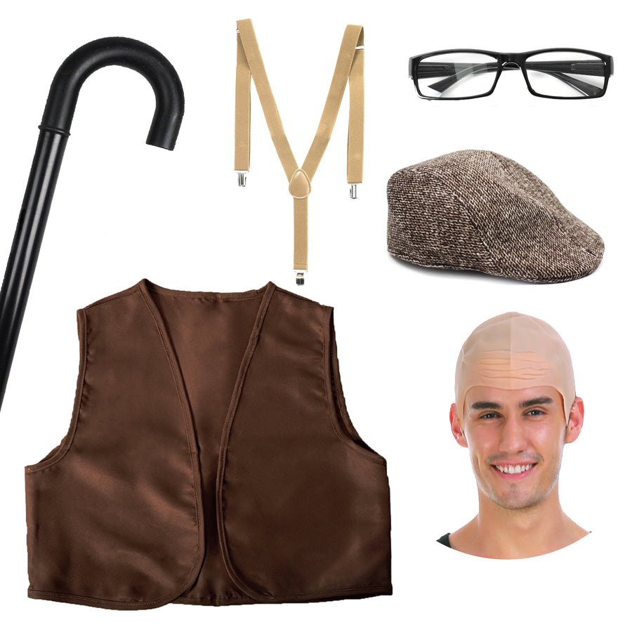 Old Man Grandpa Costume Kit (Children/Adult)