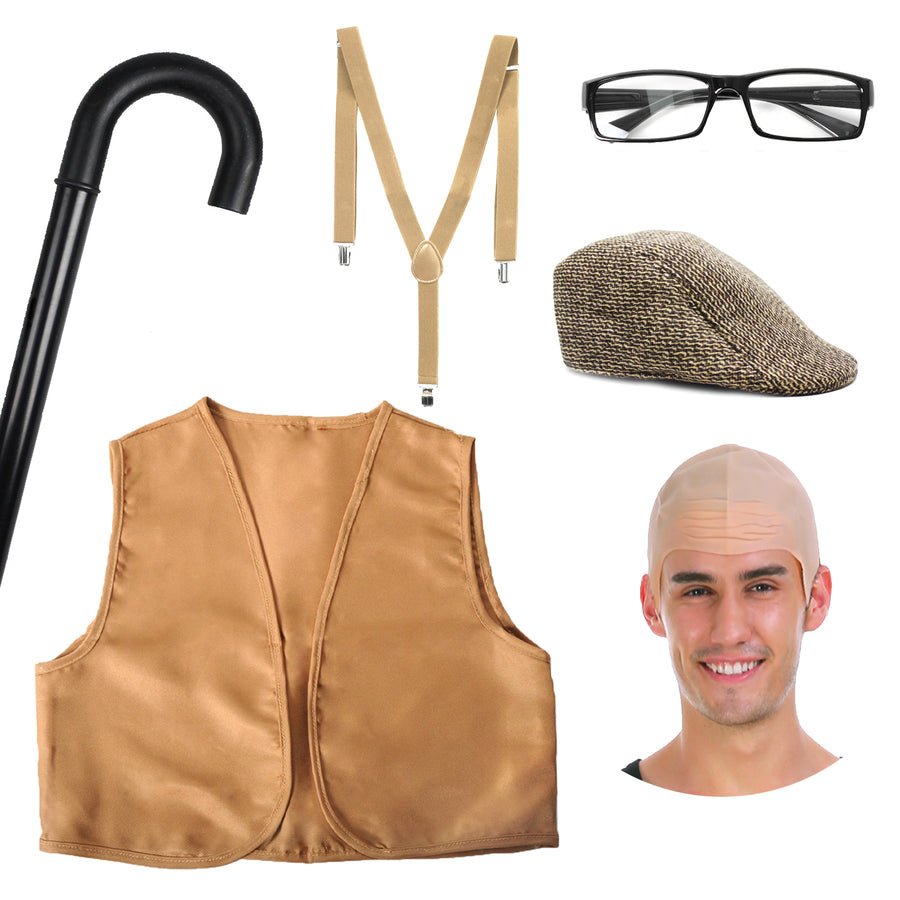 Old Man Grandpa Costume Kit (Children/Adult)