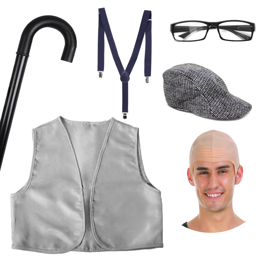 Old Man Grandpa Costume Kit (Children/Adult)