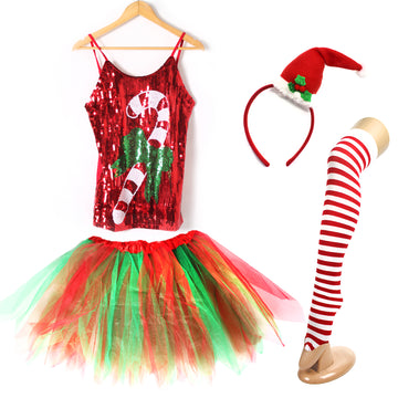 Ladies Christmas Costume Kit (Candy Cane)