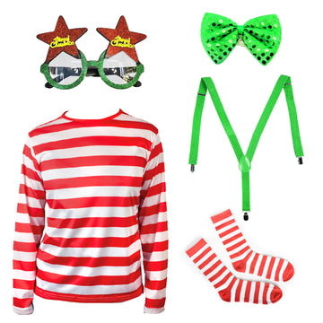 Kids/Adults Stripe Christmas Elf Costume Kit