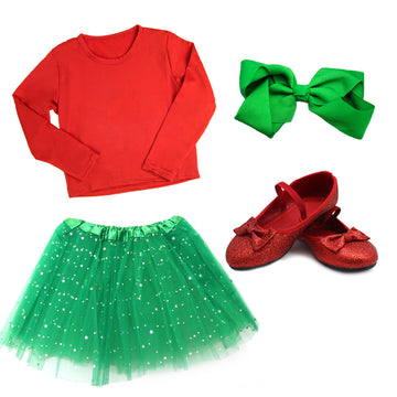 Kids Red & Green Girls Christmas Outfit